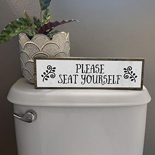 ANVEVO Please Seat Yourself - Metal Wood Sign Light – Cute & Funny Wall Bathroom Decor - Rustic Wall Art - Modern Home Décor - Farmhouse Bathroom Decorations