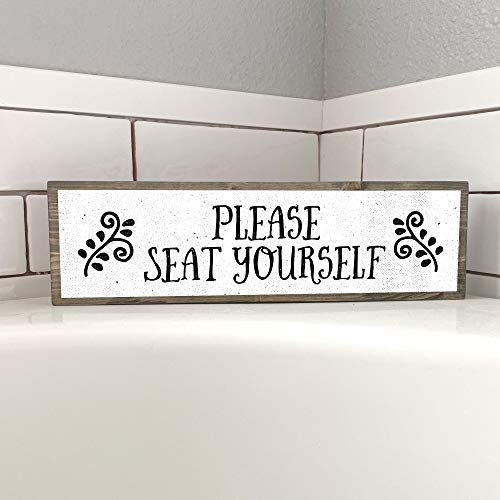 ANVEVO Please Seat Yourself - Metal Wood Sign Light – Cute & Funny Wall Bathroom Decor - Rustic Wall Art - Modern Home Décor - Farmhouse Bathroom Decorations