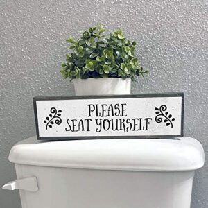 ANVEVO Please Seat Yourself - Metal Wood Sign Light – Cute & Funny Wall Bathroom Decor - Rustic Wall Art - Modern Home Décor - Farmhouse Bathroom Decorations