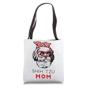 shih tzu mom funny pet dog lover bandana mothers day women tote bag