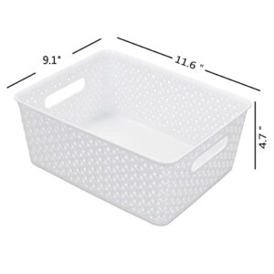 Jekiyo Plastic Storage Basket with Handles, Plastic Organizer Bins, 4 Packs