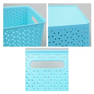 Jekiyo Plastic Storage Basket with Handles, Plastic Organizer Bins, 4 Packs