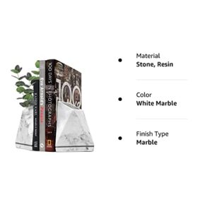 BDECOR Marble Style Bookends Decorative, Unique Decorative Bookends for Heavy Books, Book Ends Perfect for Shelves, Kitchen Cookbooks Storage