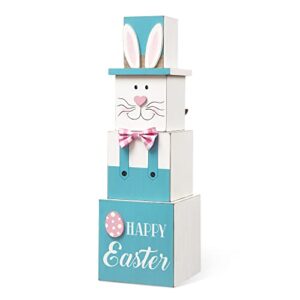 glitzhome easter bunny porch decor double-sided rabbit and uncle sam decoratie nesting boxes welcome sign, 24″ h, multiful color