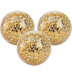 topzea set of 3 decorative orbs, 4 inch decorative balls glass mosaic sphere balls for vases bowls, table centerpieces decorations, ornaments for home, party, christmas, living room, mantle, holiday