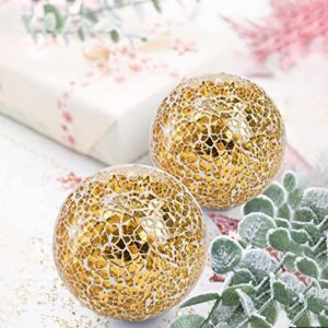 TOPZEA Set of 3 Decorative Orbs, 4 Inch Decorative Balls Glass Mosaic Sphere Balls for Vases Bowls, Table Centerpieces Decorations, Ornaments for Home, Party, Christmas, Living Room, Mantle, Holiday