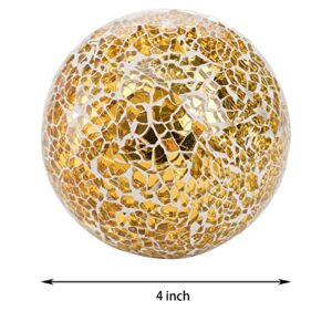 TOPZEA Set of 3 Decorative Orbs, 4 Inch Decorative Balls Glass Mosaic Sphere Balls for Vases Bowls, Table Centerpieces Decorations, Ornaments for Home, Party, Christmas, Living Room, Mantle, Holiday