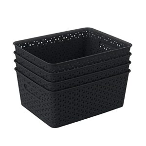 teyyvn plastic storage basket, 11.6″ x 8.9″ x 4.7″, pack of 4, dark gray