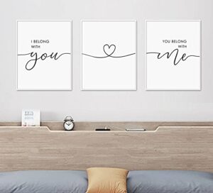 i belong with you, you belong with me print, set of 3 wall art, bedroom quote print, minimalist wall art, birthday & anniversary gift, 11x14inch unframed