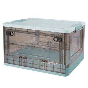 lucky monet clear storage bins with lids 55 quart, large stackable storage bins plastic organizer bins boxes with wheels & dual open, collapsible storage containers for closet home kitchen car trunk