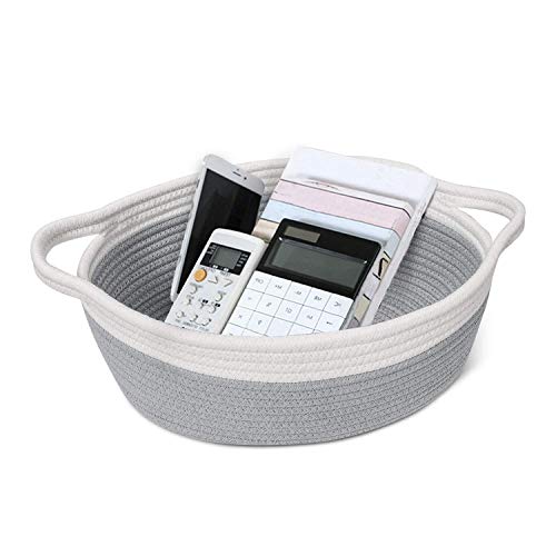 Goodpick Small Woven Basket Desk Organizer with Handles (Set of 2)