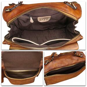 Genuine Leather Messenger Bags Satchel for Women Handmade Vintage Top Handle Crossbody Handbag Purse (Brown)