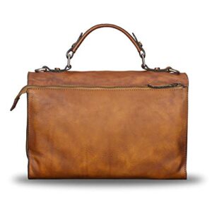 Genuine Leather Messenger Bags Satchel for Women Handmade Vintage Top Handle Crossbody Handbag Purse (Brown)