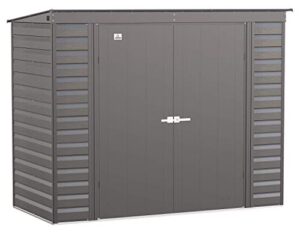 arrow shed select 8′ x 4′ outdoor lockable steel storage shed building, charcoal
