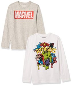 amazon essentials disney | marvel | star wars boys’ long-sleeve t-shirts, pack of 2, marvel avengers, x-small