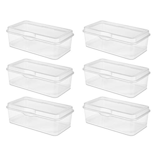 Sterilite 18038612 Flip Top, Clear, 12-Pack & 18058606 Large Flip Top, Clear, 6-Pack