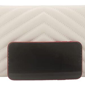 Quilted Women Envelope Clutch Bag Pouch Purse Medium Foldover Evening Handbag Ivory