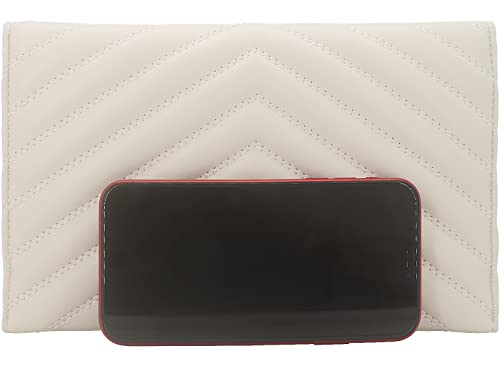 Quilted Women Envelope Clutch Bag Pouch Purse Medium Foldover Evening Handbag Ivory