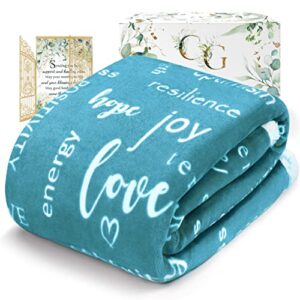 Get Well Soon Gifts for Women Men Throw Blanket, Inspirational Gift Blankets for Women, Sympathy Gifts Care Hug Healing Blanket, Calm Comfort Blanket Gifts, Thinking of You Gift for Women - Teal