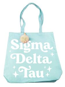 sorority shop sigma delta tau retro pom pom tote bag