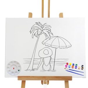 essenburg pre drawn canvas paint kit | teen, kids and adult sip and paint party | diy date night couple activity| canvas boards for painting| birthday party beach lady ((s 8×10 canvas only))