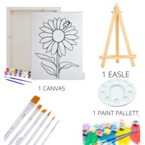 Essenburg Pre Drawn Canvas Paint Kit | Teen, Kids and Adult Sip and Paint Party | DIY Date Night Couple Activity| Canvas Boards for painting| Birthday Party Beach Lady ((S 8x10 CANVAS ONLY))