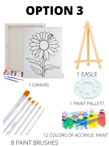 Essenburg Pre Drawn Canvas Paint Kit | Teen, Kids and Adult Sip and Paint Party | DIY Date Night Couple Activity| Canvas Boards for painting| Birthday Party Beach Lady ((S 8x10 CANVAS ONLY))