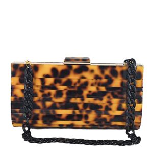 boutique de fgg leopard women acrylic clutch purse evening bags fashion party dinner shoulder handbags (medium,leopard)