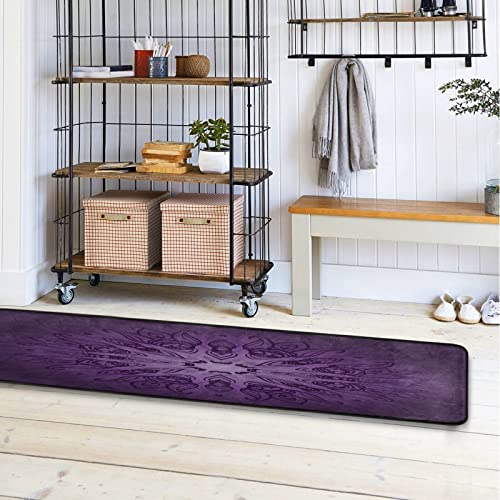 Qilmy Purple Mandala Runner Rug,Anti Fatigue Comfort Floor Mats Kitchen Long Rugs for Bedroom Living Room Bathroom Hallways Entryways 72x24inch