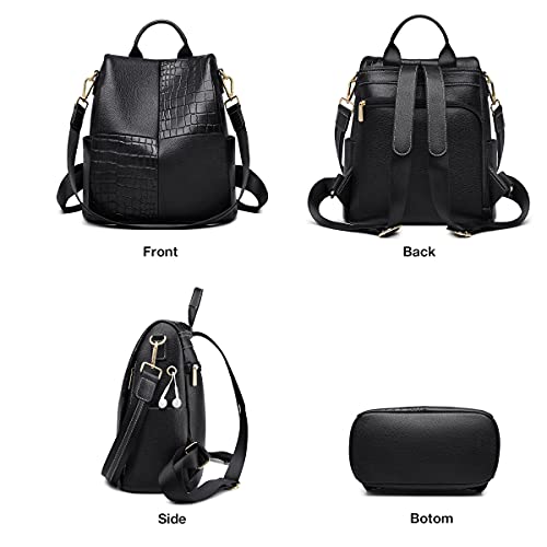 Genuine Cow Leather Women Backpack Purse Crocodile Pattern Anti-theft Casual Shoulder Bag Fashion Lady BackBags