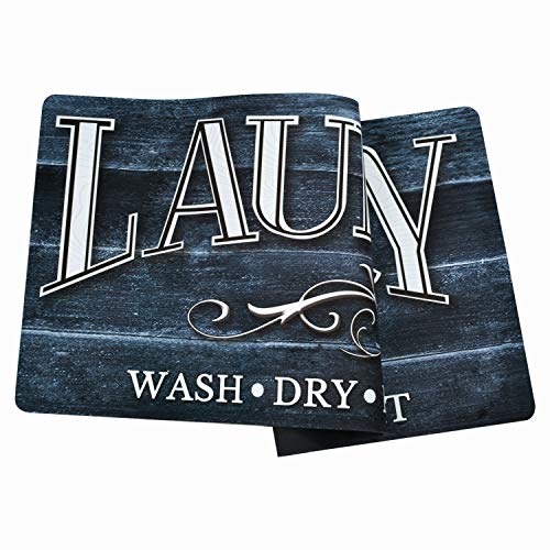 Callerpan Lacomfy Non Slip Laundry Room Rug Waterproof Rubber Kitchen Floor Mat Outdoor Indoor Farmhouse Wood Print Area Rug Novelty Mat Blue,20x48 Inches