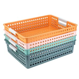 Turn in Trays Classroom, 4Pcs Paper Trays for Classroom, Book Baskets for Library, Drawers, Office, Home