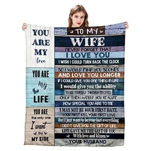 CENSIHER To My Wife Ultra-Soft Micro Fleece You are My Life Blanket Microfiber Valentine's Day Blanket Luxury Blanket for Bedding Sofa and Travel (60inchx50inch)