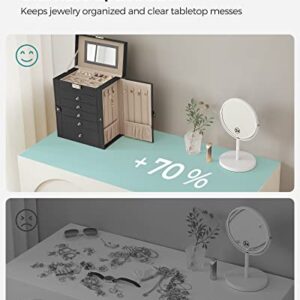 SONGMICS 6 Tier Jewelry Box, Jewelry Case with 5 Drawers, Large Storage Capacity, with Mirror, Lockable, Jewelry Storage Organizer, Gift for Loved Ones, For Watches, Black UJBC152B01