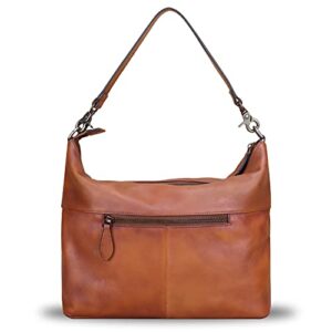 Genuine Leather Handbags for Women Handmade Purses Top Handle Shoulder Bag Vintage Style Real Leather Crossbody Satchel (Brown)