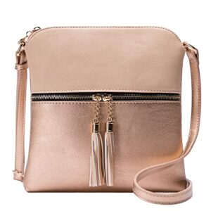 Solene Womens Lightweight Medium Crossbody Purse with Tassel, Perfect Size Crossbody Bags for Daily Use, travel - LP062 (Nude-Rose5)