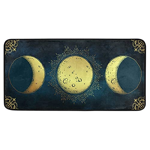 ALAZA Antique Style Moon Phases Area Rug 39 x 20 Inch, Non-Slip Floor Mat Washable Runner Rug for Kitchen Hallway Entryway Living Room Bedroom Dorm Home Decor