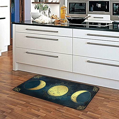 ALAZA Antique Style Moon Phases Area Rug 39 x 20 Inch, Non-Slip Floor Mat Washable Runner Rug for Kitchen Hallway Entryway Living Room Bedroom Dorm Home Decor