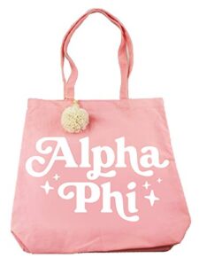sorority shop alpha phi retro pom pom tote bag