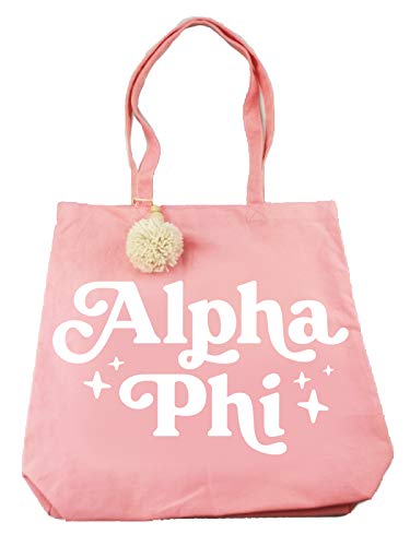 Sorority Shop Alpha Phi Retro Pom Pom Tote Bag