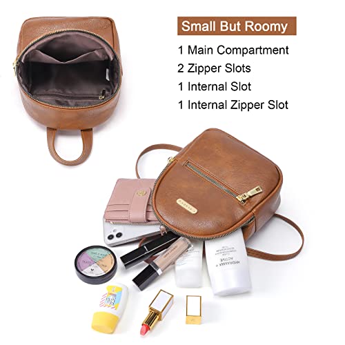 CLUCI Small Backpack for Women Cute Mini Leather Purse for Teen Girls Daypack Convertible Travel Shoulder Bag