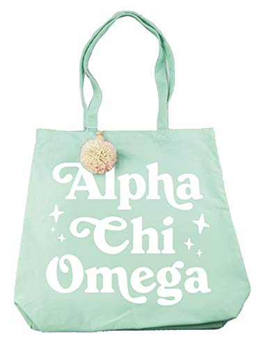 Alpha Chi Omega Retro Pom Pom Tote Bag