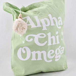 Alpha Chi Omega Retro Pom Pom Tote Bag