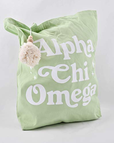 Alpha Chi Omega Retro Pom Pom Tote Bag