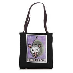 the trash tarot card funny aesthetic possum tote bag