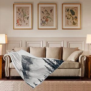 Summout Reversible Sherpa Fleece Throw Blanket - Mountain in The Mist - Thick Fluffy Soft Warm Blankets and Throws for Bed/Sofa/Couch, 50x60 Inches