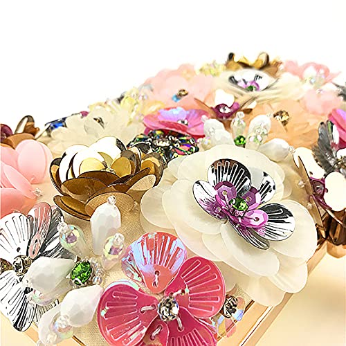 Flower Evening Bag Colorful Floral Clutch Purse 3D Flower Chain Handbag for Women Wedding Bridal Prom Party