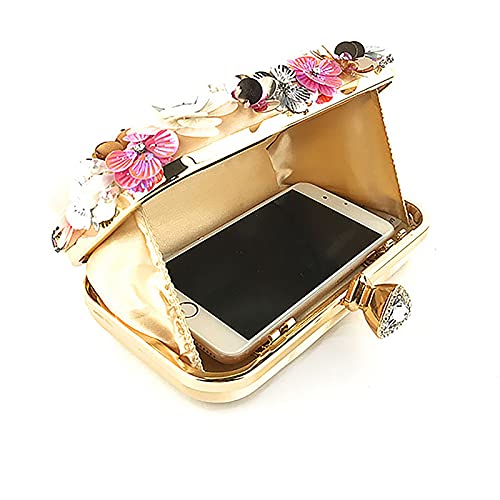 Flower Evening Bag Colorful Floral Clutch Purse 3D Flower Chain Handbag for Women Wedding Bridal Prom Party