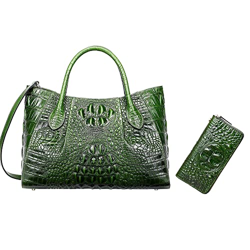 PIJUSHI Women Handbags Crocodile Top Handle Bag Designer Satchel Bags For Women Wristlet Wallet for Women Crocodile Leather Wallet Ladies Clutch Purse