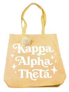 sorority shop – kappa alpha theta retro pom pom tote bag